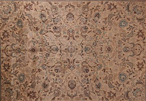 Tabriz Beige Hand Knotted 99 X 130 Area Rug 400-16789 Image 4