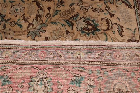 Tabriz Beige Hand Knotted 99 X 130 Area Rug 400-16789 Image 10