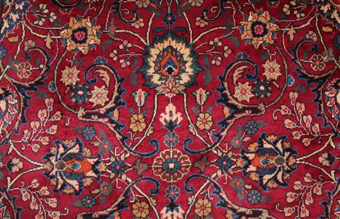 Mashad Red Hand Knotted 98 X 126 Area Rug 400-16790 Image 4