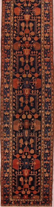 Malayer Blue Runner Hand Knotted 35 X 1611  Area Rug 400-16795 Image 0
