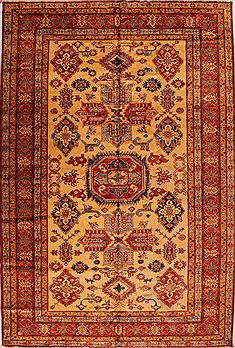 Pakistani Kazak Yellow Rectangle 9x13 ft Wool Carpet 16797