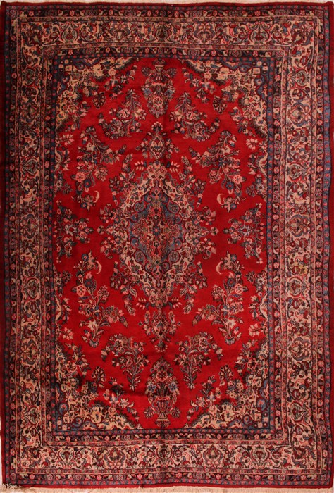 Hamedan Red Hand Knotted 92 X 136  Area Rug 400-16801 Image 0