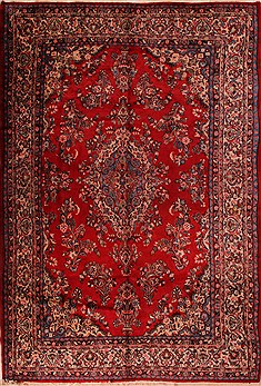 Persian Hamedan Red Rectangle 9x13 ft Wool Carpet 16801
