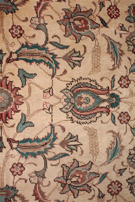 Tabriz White Hand Knotted 96 X 131 Area Rug 400-16804 Image 11