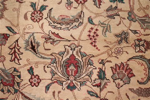 Tabriz White Hand Knotted 96 X 131 Area Rug 400-16804 Image 9