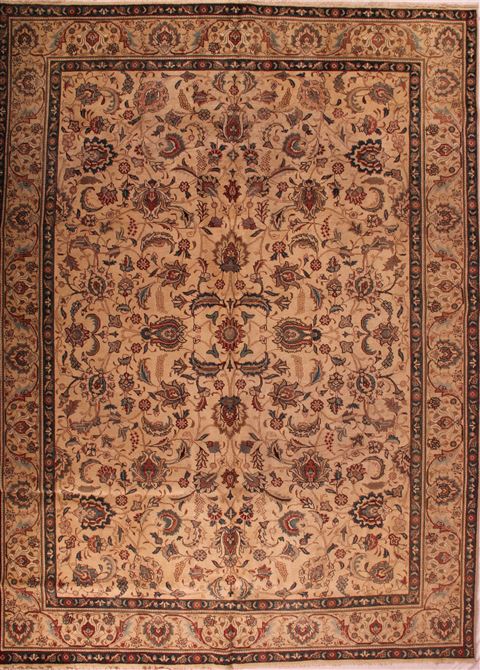 Tabriz White Hand Knotted 96 X 131 Area Rug 400-16804 Image 0
