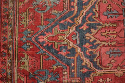 Heriz Red Hand Knotted 96 X 126 Area Rug 400-16808 Image 10