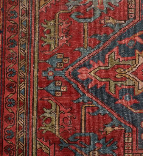 Heriz Red Hand Knotted 96 X 126 Area Rug 400-16808 Image 11