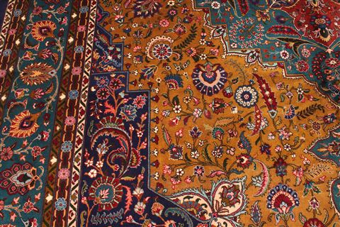 Tabriz Yellow Hand Knotted 98 X 132 Area Rug 400-16809 Image 13