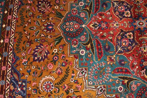 Tabriz Yellow Hand Knotted 98 X 132 Area Rug 400-16809 Image 14