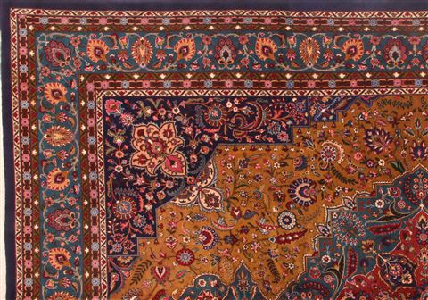 Tabriz Yellow Hand Knotted 98 X 132 Area Rug 400-16809 Image 4