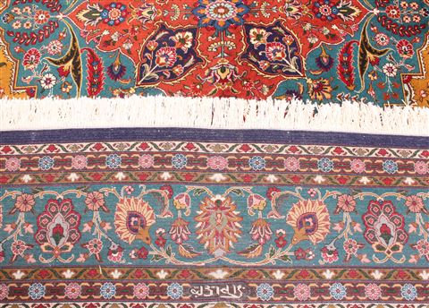 Tabriz Yellow Hand Knotted 98 X 132 Area Rug 400-16809 Image 5