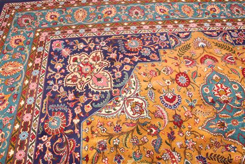Tabriz Yellow Hand Knotted 98 X 132 Area Rug 400-16809 Image 8