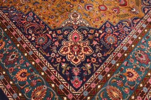 Tabriz Yellow Hand Knotted 98 X 132 Area Rug 400-16809 Image 12