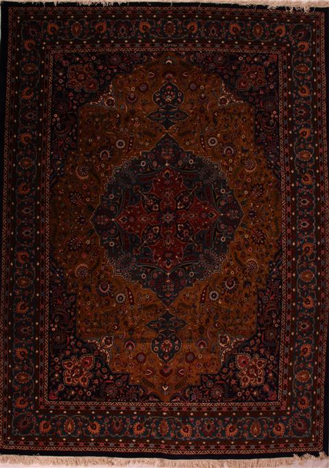 Tabriz Yellow Hand Knotted 98 X 132 Area Rug 400-16809 Image 0