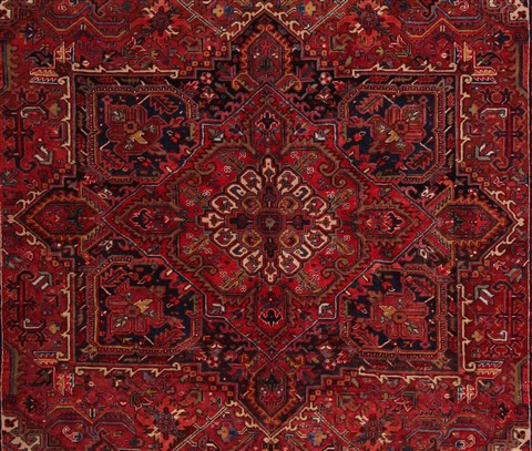 Heriz Red Hand Knotted 99 X 134 Area Rug 400-16812 Image 6