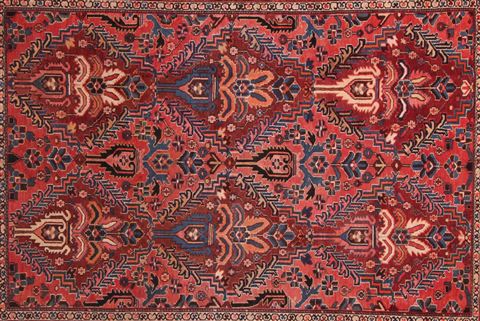 Bakhtiar Red Hand Knotted 98 X 124 Area Rug 400-16814 Image 1