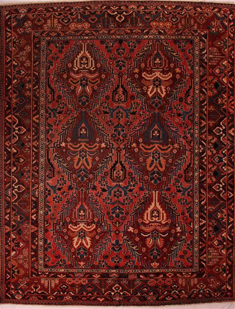 Bakhtiar Red Hand Knotted 98 X 124 Area Rug 400-16814 Image 0
