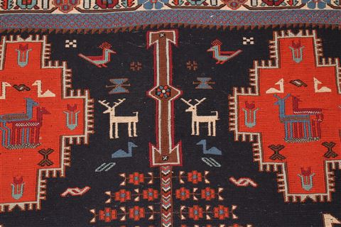 Sumak Blue Hand Knotted 310 X 58 Area Rug 400-16820 Image 13