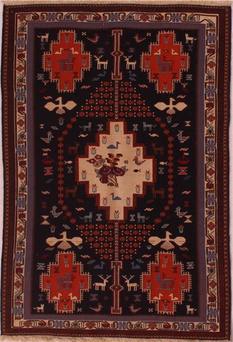Sumak Blue Hand Knotted 310 X 58 Area Rug 400-16820 Image 0