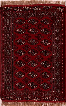 Persian Turkman Red Rectangle 3x5 ft Wool Carpet 16821