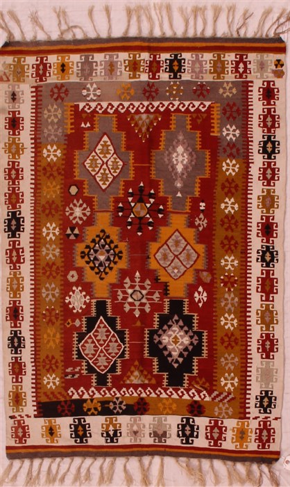 Kilim Red Hand Knotted 30 X 48 Area Rug 400-16828 Image 0