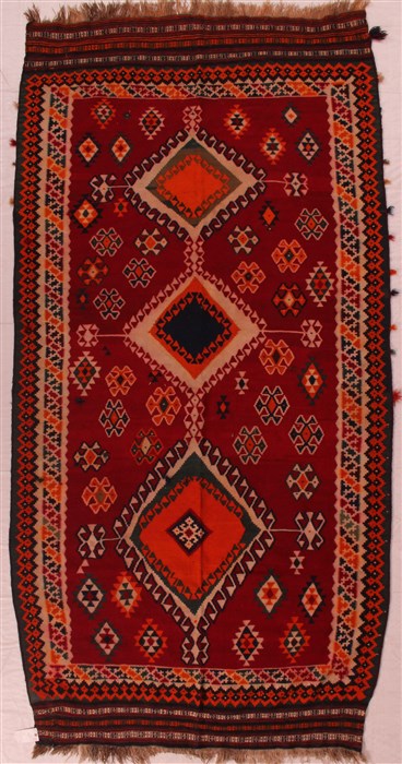 Kilim Red Runner Hand Knotted 49 X 116  Area Rug 400-16831 Image 0
