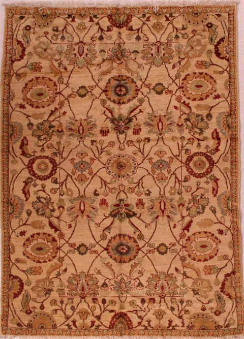 Pishavar Beige Hand Knotted 61 X 87 Area Rug 400-16843 Image 0