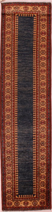 Pishavar Blue Runner Hand Knotted 28 X 110  Area Rug 400-16845 Image 0