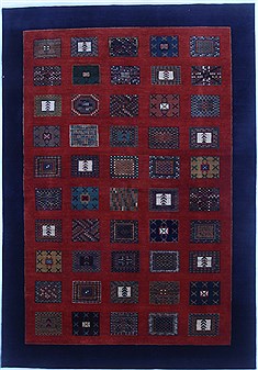Gabbeh Red Hand Knotted 4'6" X 6'7"  Area Rug 250-16874