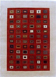 Indian Gabbeh Red Rectangle 5x7 ft Wool Carpet 16880