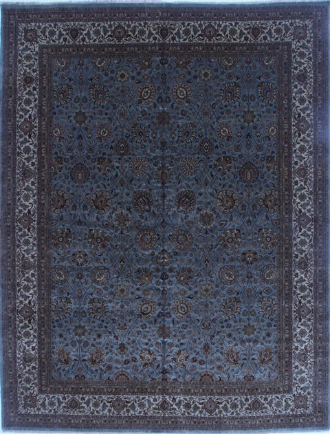 Tabriz Blue Hand Knotted 1110 X 153  Area Rug 250-16885 Image 0