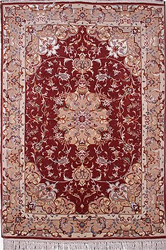 Persian Tabriz Brown Rectangle 3x5 ft Wool Carpet 16888
