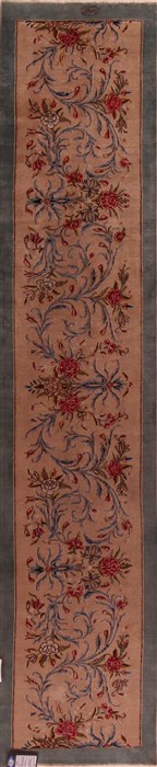 Kerman Beige Runner Hand Knotted 29 X 132  Area Rug 400-16893 Image 0