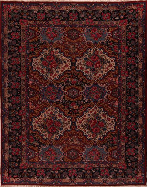Mashad Red Hand Knotted 103 X 133 Area Rug 400-16895 Image 0