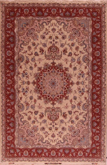 Tabriz Beige Hand Knotted 70 X 100 Area Rug 400-16898 Image 0