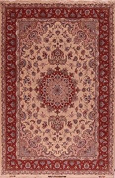 Persian Tabriz Beige Rectangle 7x10 ft Wool Carpet 16898