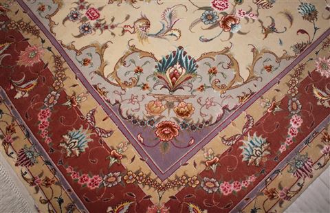 Tabriz Beige Hand Knotted 50 X 70 Area Rug 400-16904 Image 8