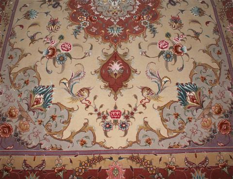 Tabriz Beige Hand Knotted 50 X 70 Area Rug 400-16904 Image 9