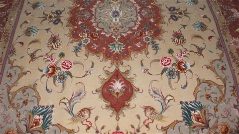 Tabriz Beige Hand Knotted 50 X 70 Area Rug 400-16904 Image 10