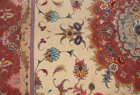 Tabriz Beige Hand Knotted 50 X 70 Area Rug 400-16904 Image 11