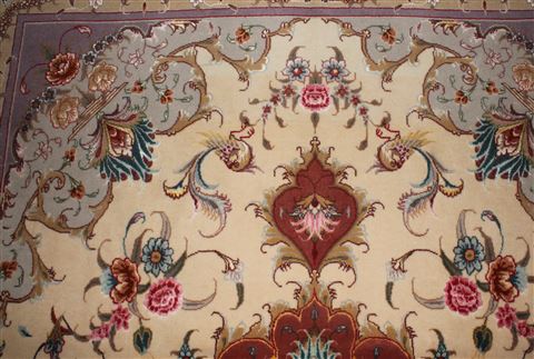 Tabriz Beige Hand Knotted 50 X 70 Area Rug 400-16904 Image 13