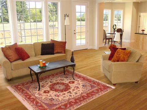Tabriz Beige Hand Knotted 50 X 70 Area Rug 400-16904 Image 2