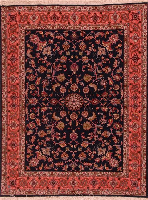 Tabriz Blue Hand Knotted 50 X 69 Area Rug 400-16905 Image 0