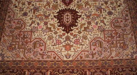 Tabriz White Hand Knotted 51 X 69 Area Rug 400-16907 Image 8