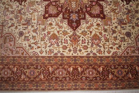 Tabriz White Hand Knotted 51 X 69 Area Rug 400-16907 Image 10