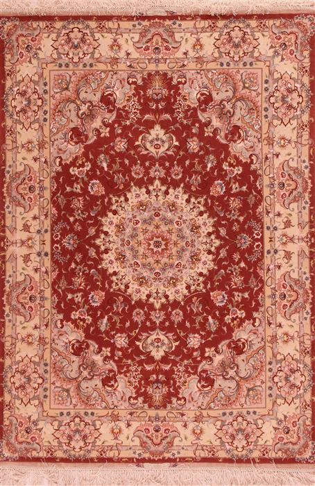 Tabriz Beige Hand Knotted 50 X 70 Area Rug 400-16909 Image 0