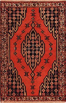 Persian Mazlaghan Red Rectangle 4x6 ft Wool Carpet 16912