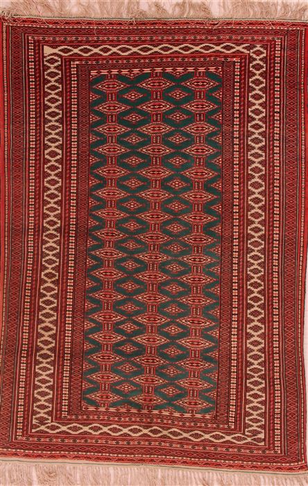 Turkman Red Hand Knotted 46 X 69 Area Rug 400-16916 Image 0
