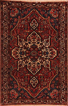 Bakhtiar Red Hand Knotted 4'5" X 6'9"  Area Rug 400-16918
